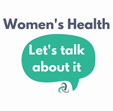 Women's health - lets talk about it poster with manx care logo